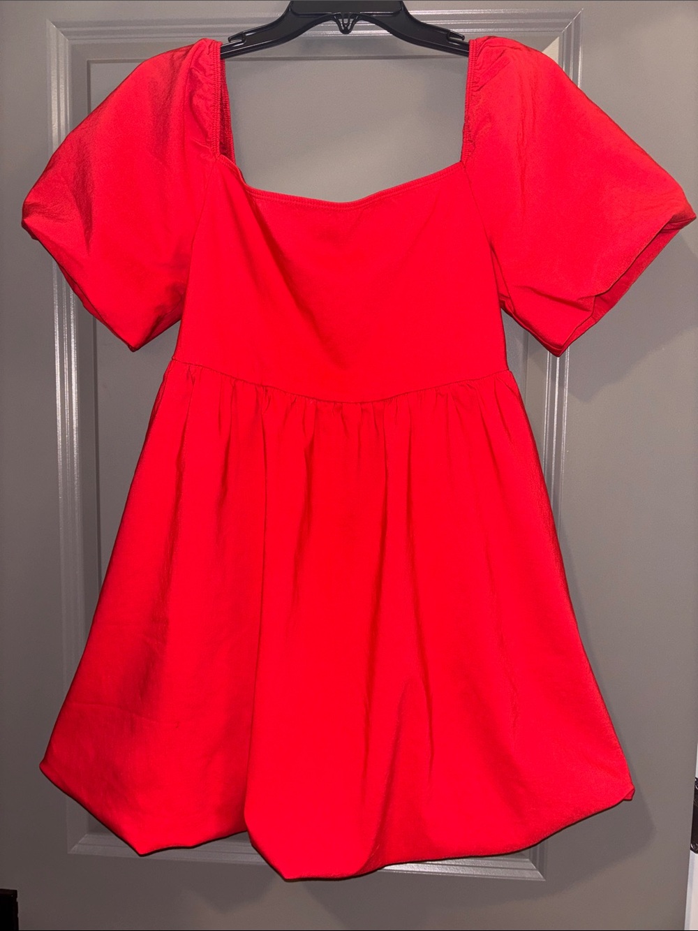 Princess Polly Bright Red Square-Neck Puff Sleeve Mini Dress